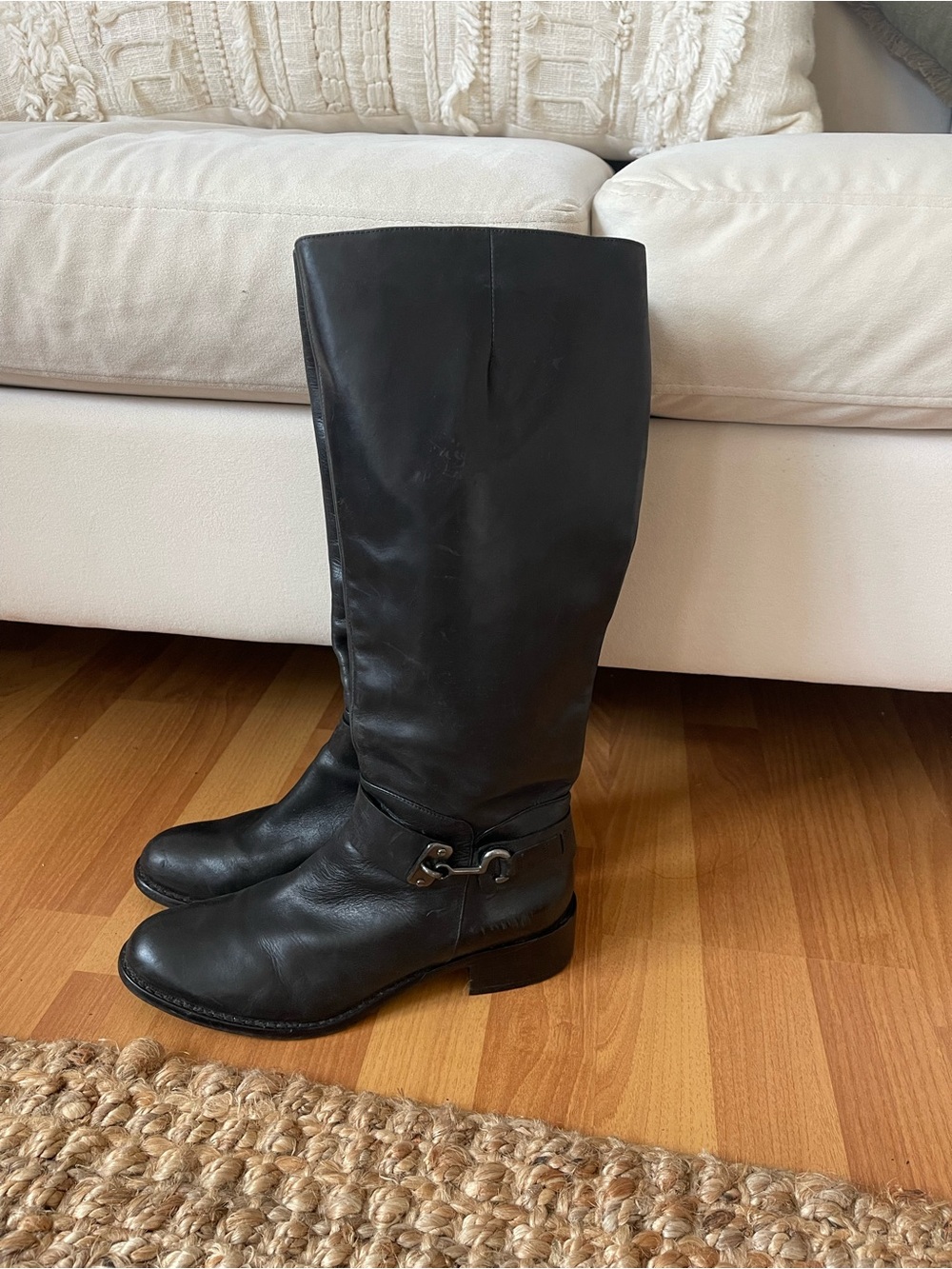 Via Spiga Black Over-the-Knee Leather Boots